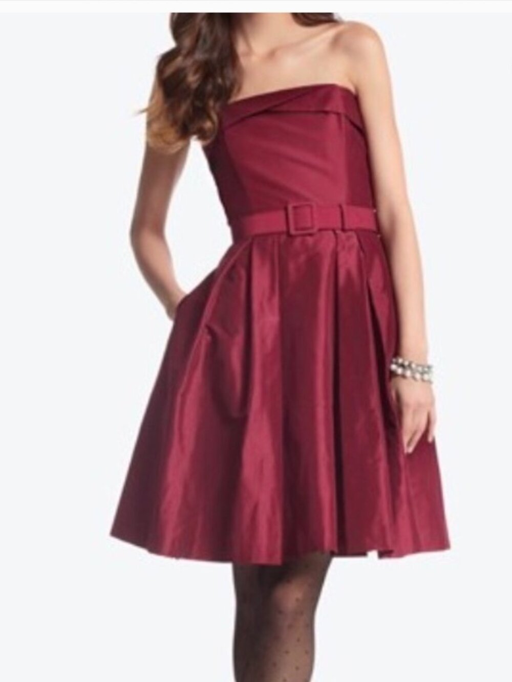 EUC White House Black Market size 2 Burgandy Taffeta Cocktail Dress
